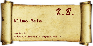 Klimo Béla névjegykártya